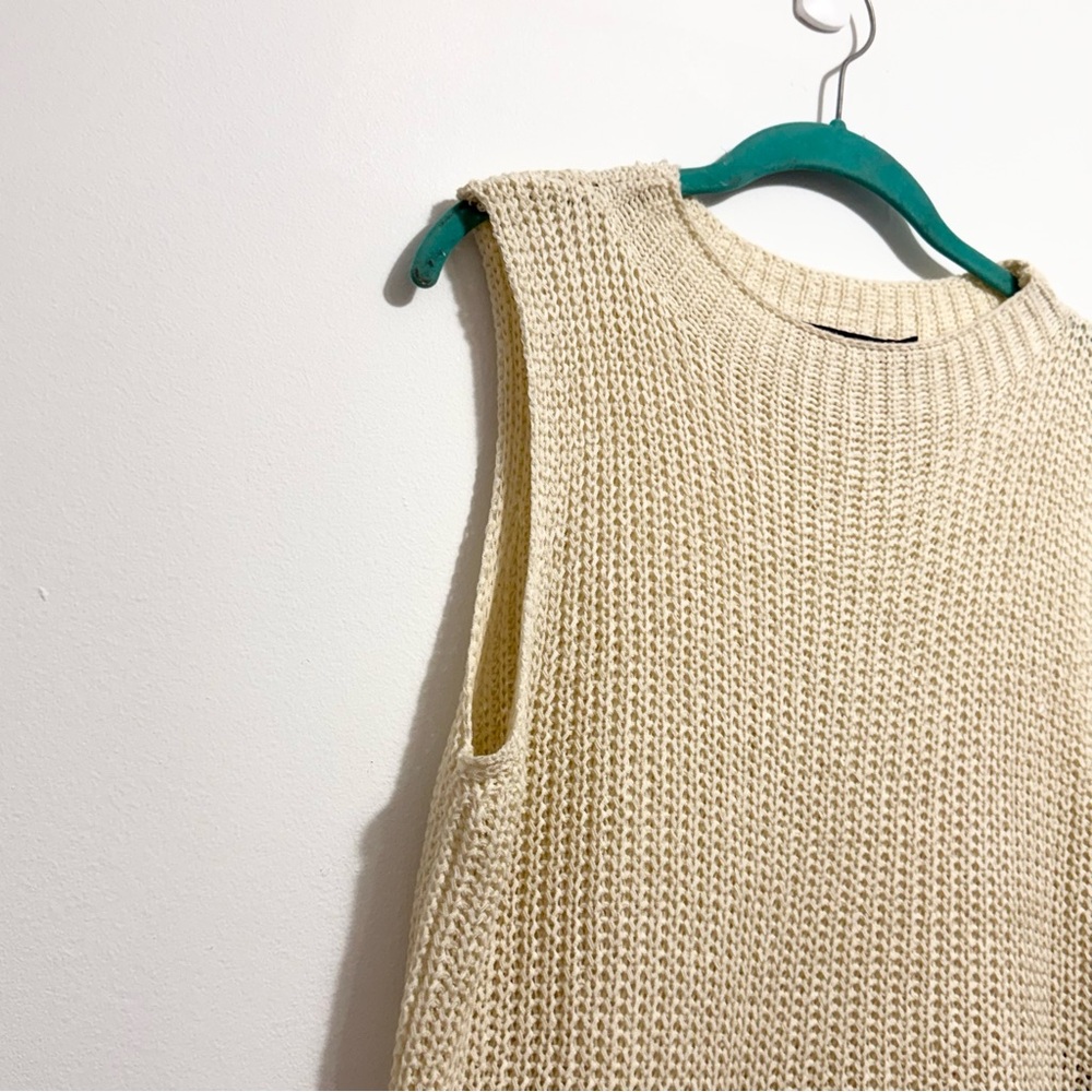 Ark & Co Fringe Hem Knit Sleeveless Top Cream Size Small - Picture 5 of 7